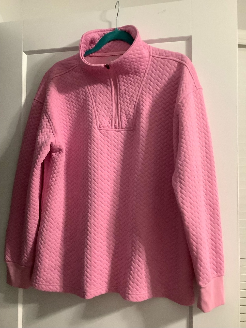 bcg Pink Quilted Half-Zip Mock Turtleneck Sweater